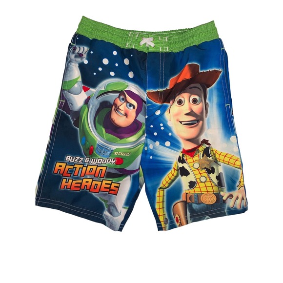 Disney Pixar Toy Story Other - Toy Story Boys 4T Buzz Lightyear Woody Swim Trunks Blue Green‎